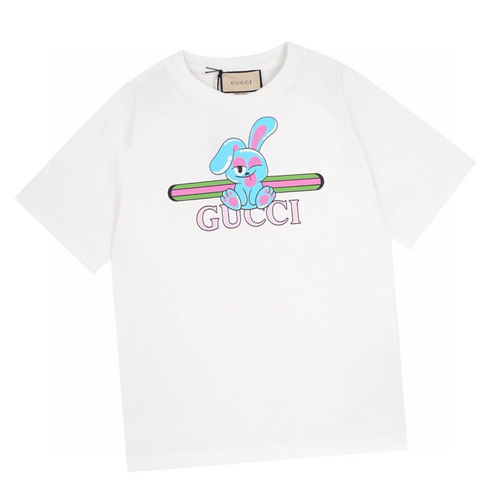 古驰/Gucci 夏季新品 卡通兔子印花圆领短袖T恤