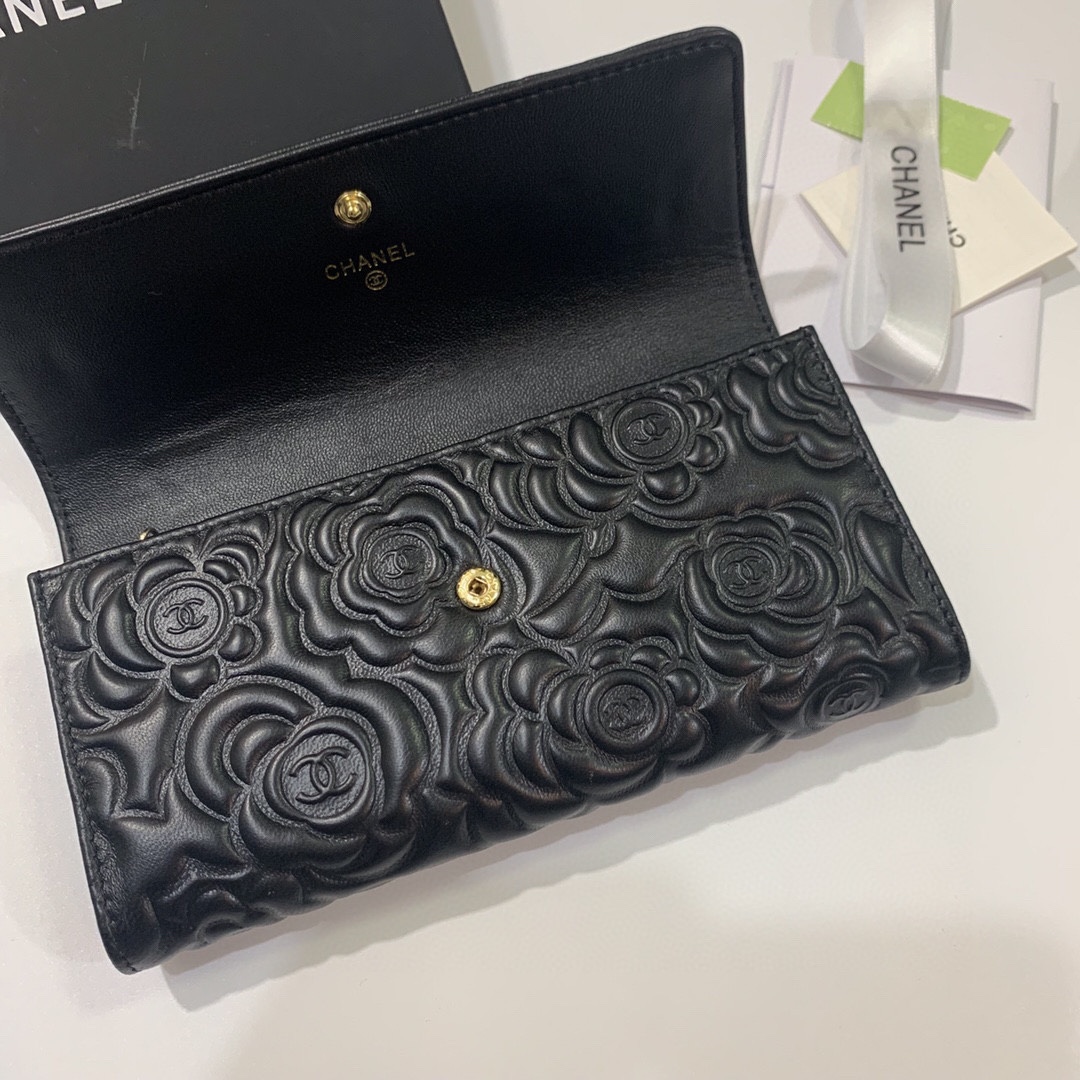 Chanel香奈儿山茶花羊皮財布 - 高品質で完璧な仕上げ