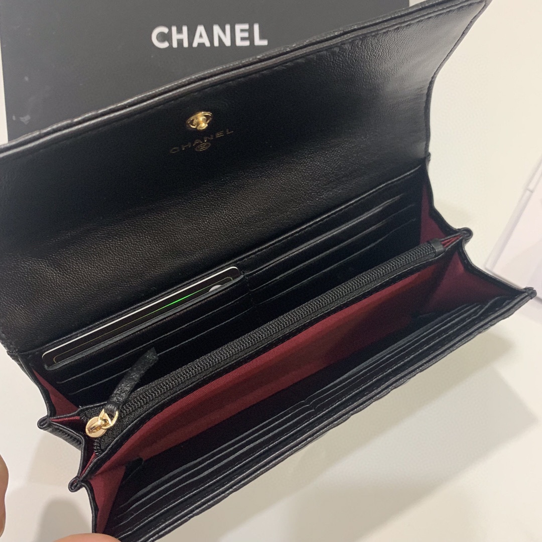 Chanel香奈儿山茶花羊皮財布 - 高品質で完璧な仕上げ