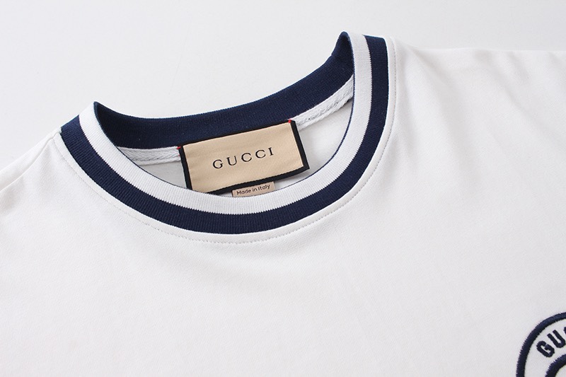 古驰/Gucci 夏季新品 互扣式双G刺绣标识圆领短袖T恤