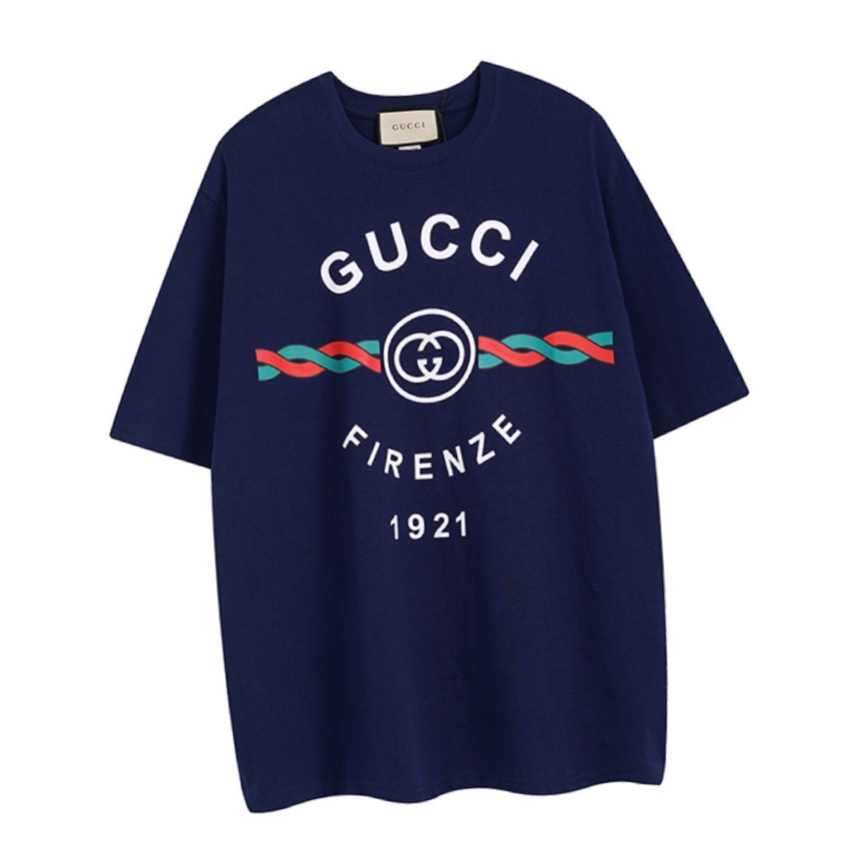 古驰/Gucci 夏季新品 经典麻花字母印花圆领短袖T恤
