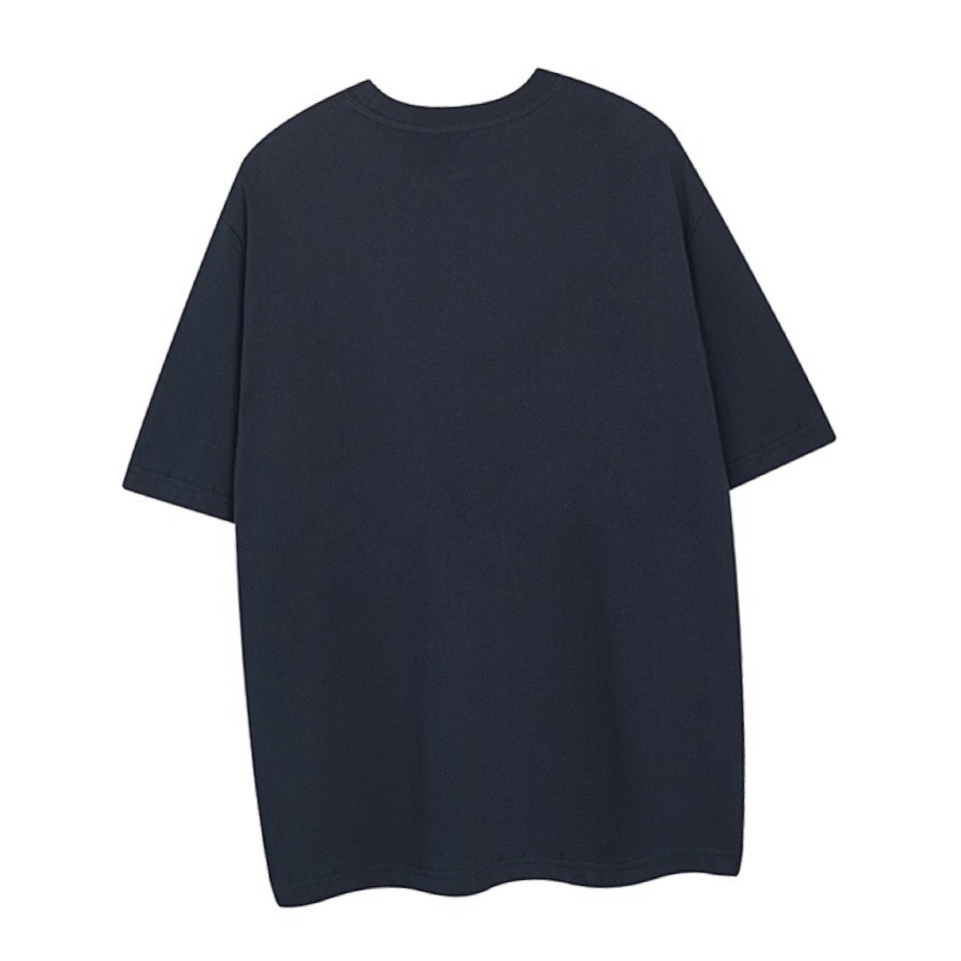 古驰/Gucci 夏季新品 限定灵蛇字母印花圆领短袖T恤 海军蓝/白色