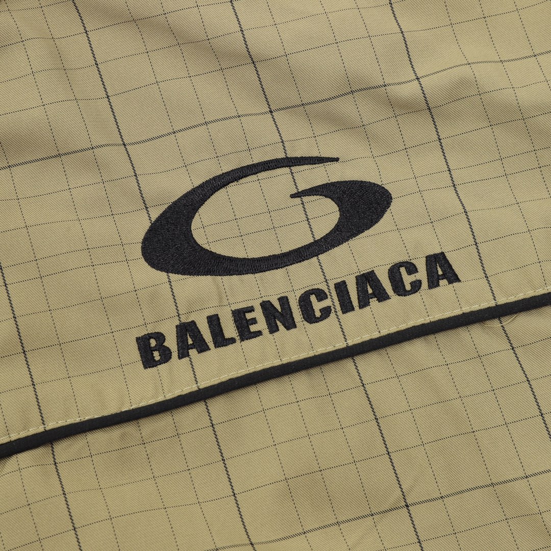 Balenciaga/巴黎世家 刺绣立领半拉链格纹夹克外套