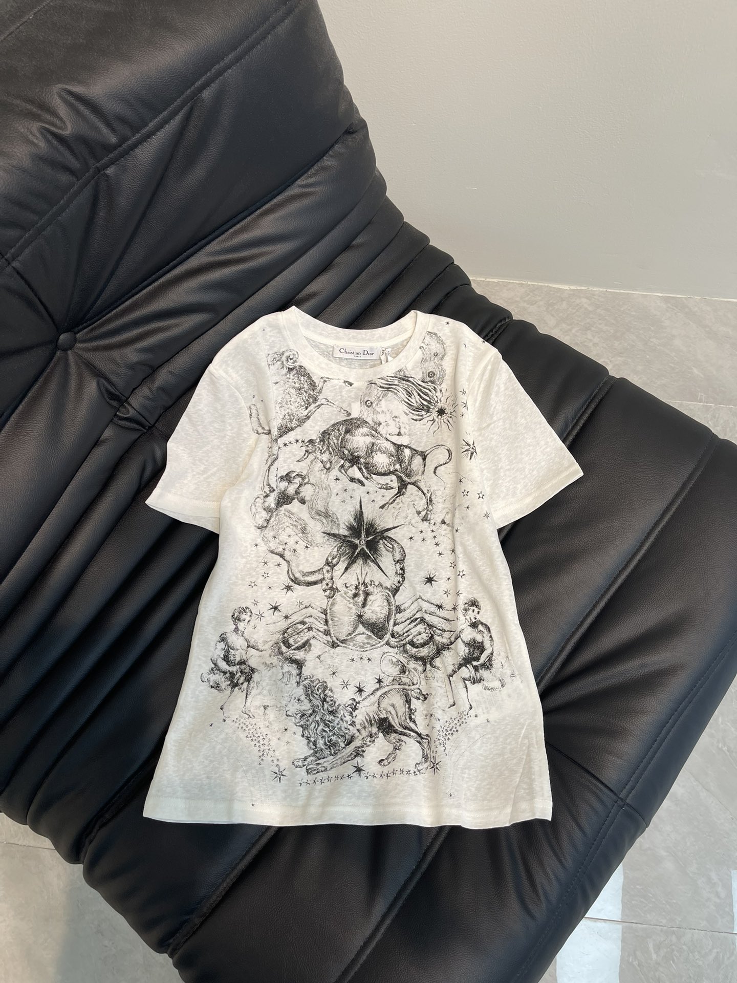 NO:308640,Dio*25 Spring and Summer New Animal World Melothesia Melothesia Melody Printed Round Neck Short Sleeve T-shirt. High-quality pure cotton fabric, comfortable and breathable, easy to wear skin-friendly fabric, skin-fitting is breathable and comfortable, clean and simple round neck design, firm and not easy to deform. It can still maintain the quality after wearing it for a long time, and withstand the test of naked eyes and feel. The lines on the shoulders are smooth, and the upper body is more upright and stylish. You can wear it alone or with cycling pants. It will not stick to the flesh when worn. The beautiful sag naturally modifies the figure and can always wear it to create a fresh sense of wear. SML, dior, T-shirt, tees, t-shirt, alexander wang19860909Dio*25春夏新款动物世界Melothesia旋律印花圆领短袖T恤.高品质纯棉面料,舒适透气,很好穿的亲肤面料,贴肤都是透气舒畅的,干净简约的圆领设计,牢固不易变形,久穿依旧可以保持品质感,经得住肉眼和手感的考验,肩部的线条流畅,上身更加挺拔有型,可以单穿也可以配条骑行裤,穿起来不会贴肉,漂亮的垂度自然修饰身材,始终都能穿出新鲜的穿着感.SML,,dior,T-shirt,tees，t-shirt,alexander wang,Women's clothing