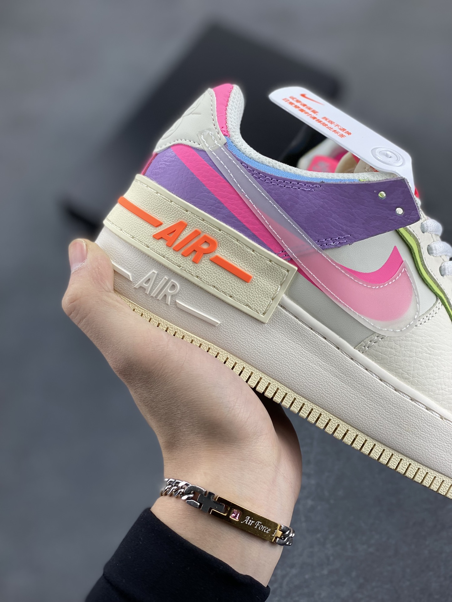 图片[6]-NK Air Force 1 Shadow 轻量增高低帮百搭板鞋\”拼接马卡龙\” 全新少女系解构主义设计双层轻量EVA发泡中底+防滑RB橡胶外圈底鞋底 原楦头原纸板 打造纯正空军版型 专注外贸渠道 全掌内置蜂窝气垫 原盒配件 原厂中底钢印、拉帮完美 货号：CU3012-104 尺码：35.5 36 36.5 37.5 38 38.5 39 40-选品中心