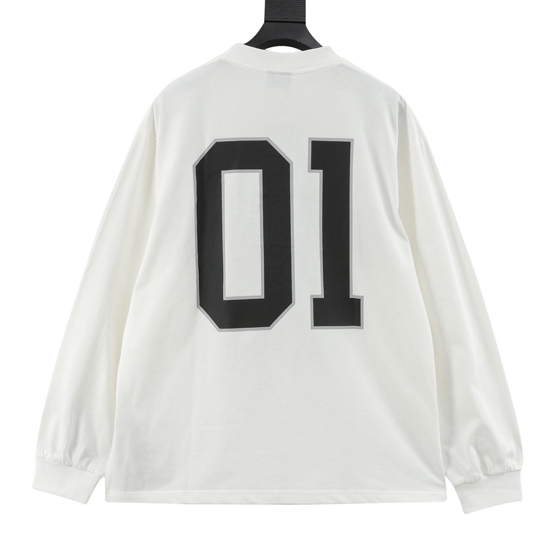 Balenciaga/巴黎世家 新款刺绣01号篮球长袖球服 前面刺绣釆用田岛绣花机刺绣加印花