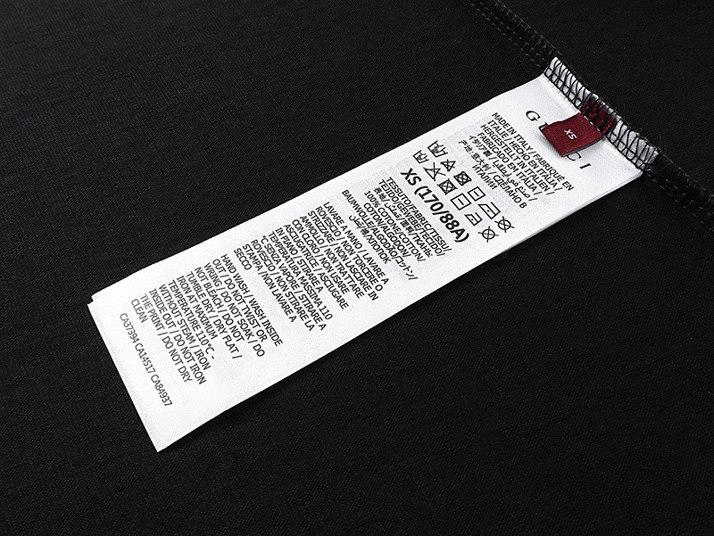 古驰/Gucci 夏季新品 重影腰带字母印花圆领短袖T恤 黑色/白色