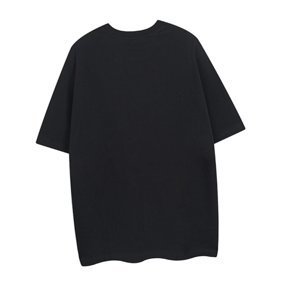 古驰/Gucci 夏季新品 重影腰带字母印花圆领短袖T恤 黑色/白色