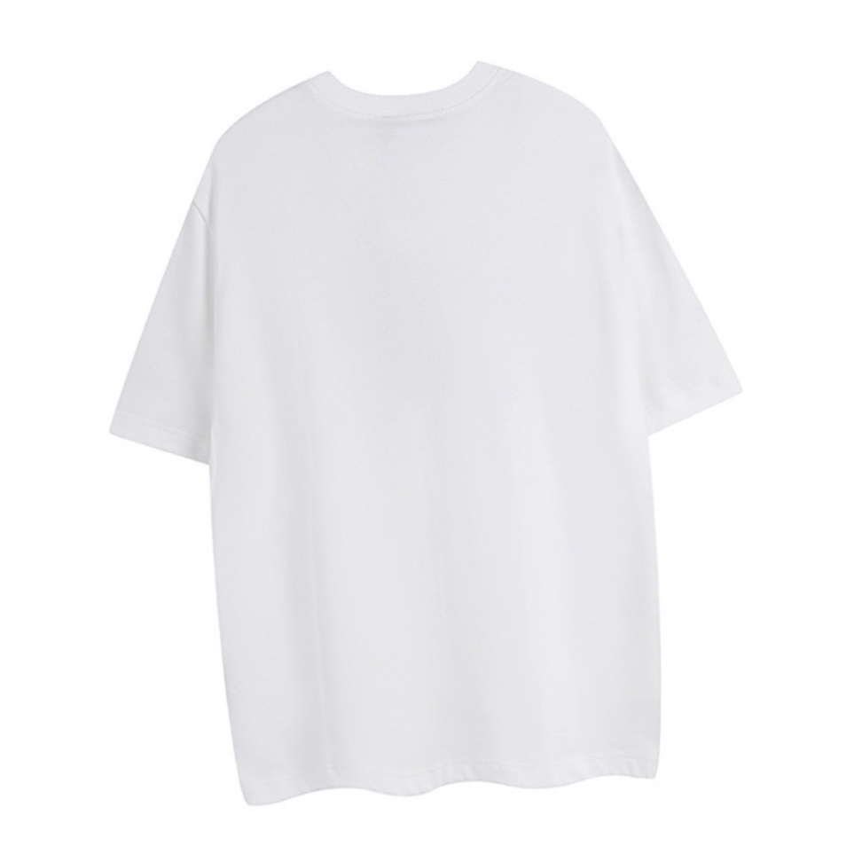 古驰/Gucci 夏季新品 橙条腰带字母印花圆领短袖T恤 黑色/白色