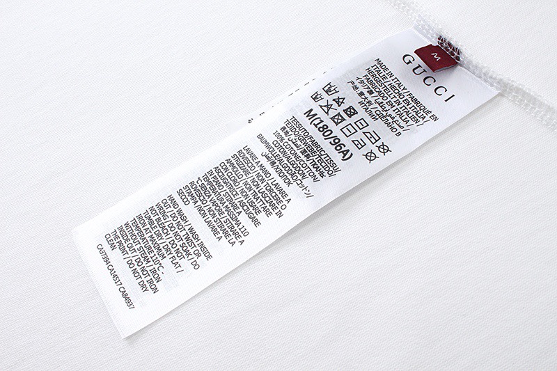 古驰/Gucci 夏季新品 橙条腰带字母印花圆领短袖T恤 黑色/白色