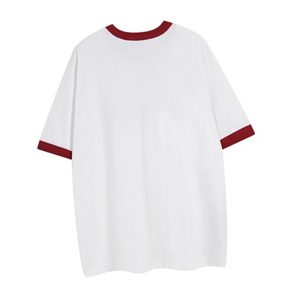 古驰/Gucci 夏季新品 经典刺绣红色领袖拼接圆领短袖T恤