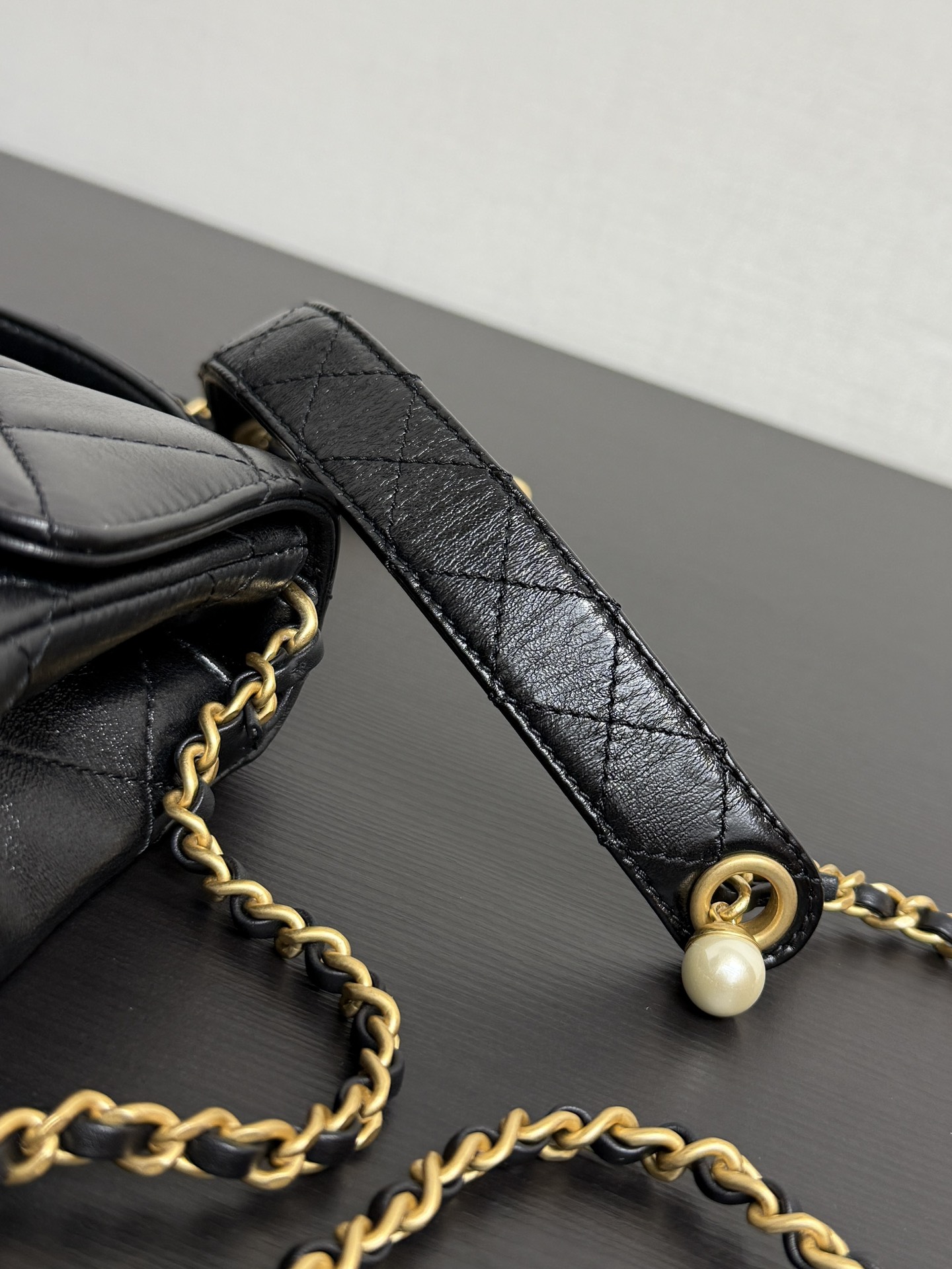 Chanel Black Quilted Leather Top Handle Flap Bag with Gold Chain Shoulder Strap 4 i1739956626 6161 3