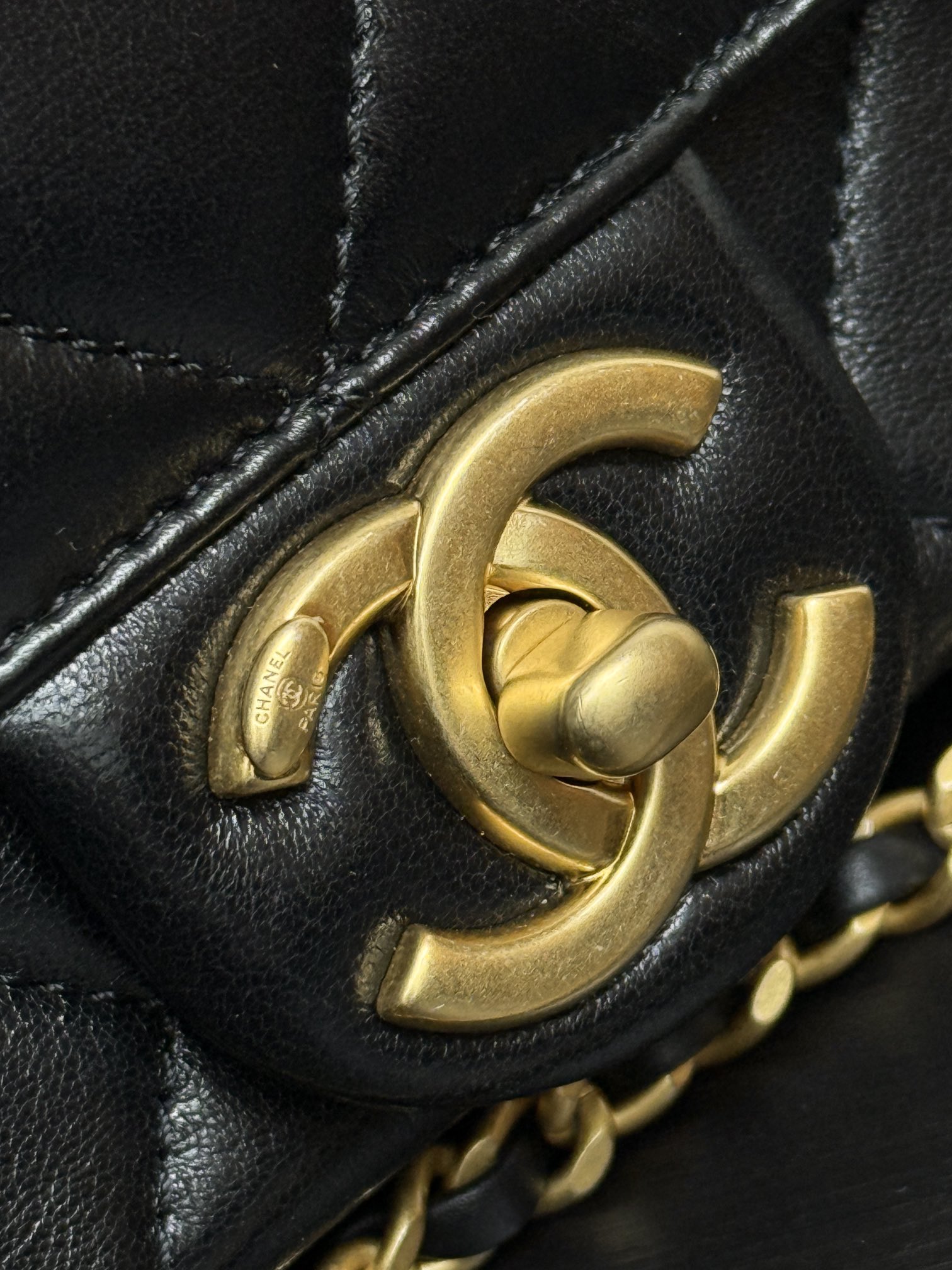 Chanel Black Quilted Leather Top Handle Flap Bag with Gold Chain Shoulder Strap 2 i1739956626 7732 1