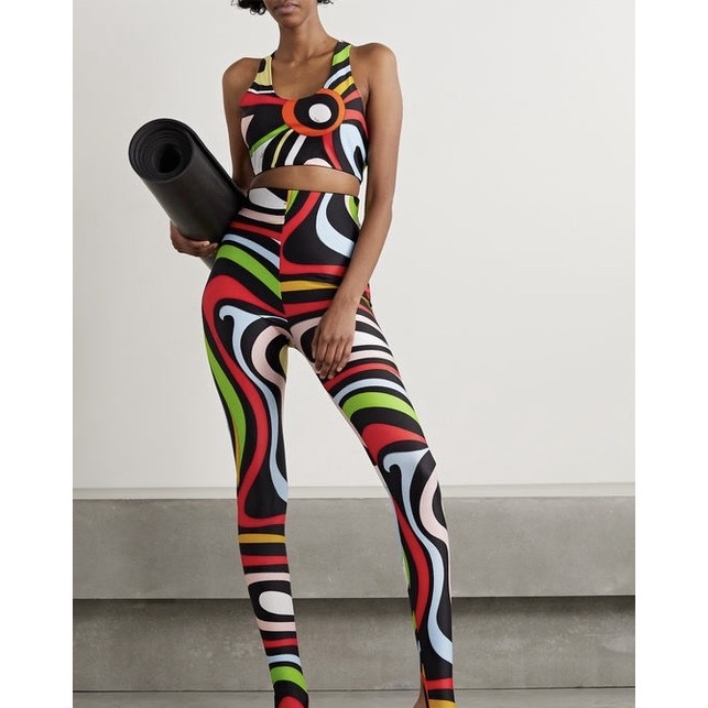 NO:469538,Model number D25021918 PUCC* newest style contrasting color print fitness sports high elastic yoga set!  U-neck exposed navel vest top (with chest pad) slim butt lifting elastic leggings leggings!  (L size bust 74, garment length 37; waist circumference 66~76 elastic, trousers length 88 fabric high elasticity) hair, alexander wang19860909款号D25021918 PUCC*新款通体撞色印花健身运动高弹力瑜伽套装！U领露肚脐背心上衣（带胸垫）修身提臀弹力紧身裤打底裤！（L码胸围74,衣长37；腰围66～76松紧,裤长88面料高弹力）发,,alexander wang,Women's clothing