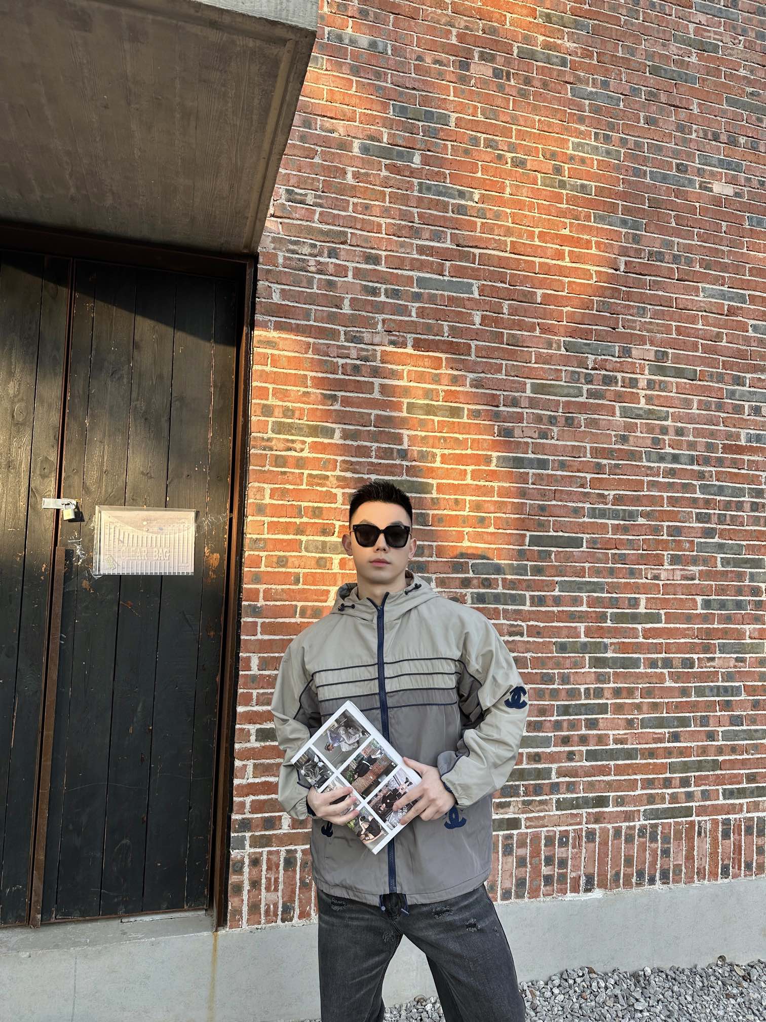 CHANEL /香奈儿 双C刺绣复古拉链连帽风衣外套 上身效果#