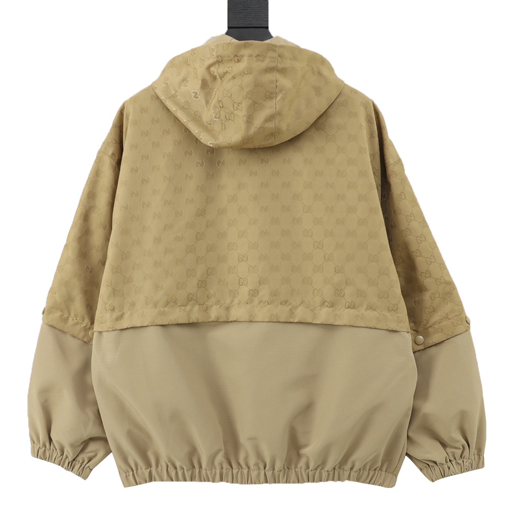 GUCCI/古驰 拼接满印老花连帽风衣外套
