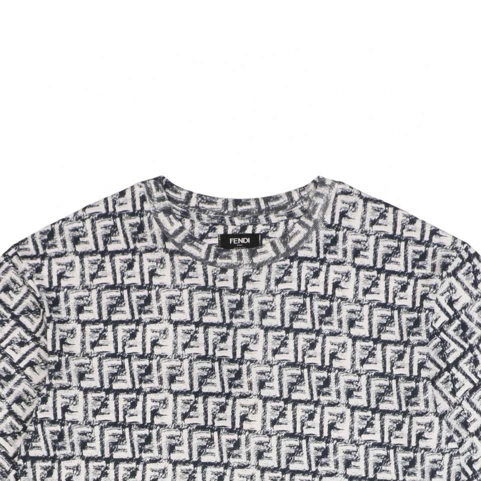 芬迪/Fendi 夏季新品 双F满印蜡笔涂鸦圆领短袖T恤