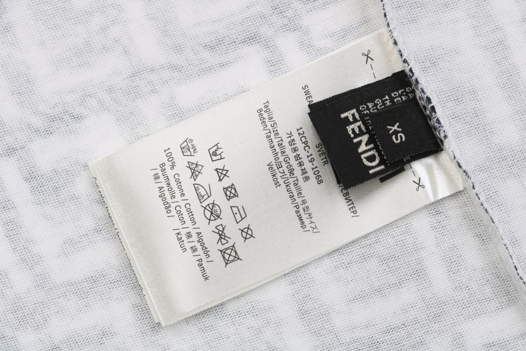 芬迪/Fendi 夏季新品 双F满印蜡笔涂鸦圆领短袖T恤