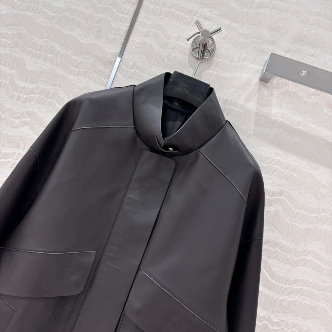 P2139 Women’s Lamb Leather Collar Jacket with High-Quality Dust Bag Control - 图片 2