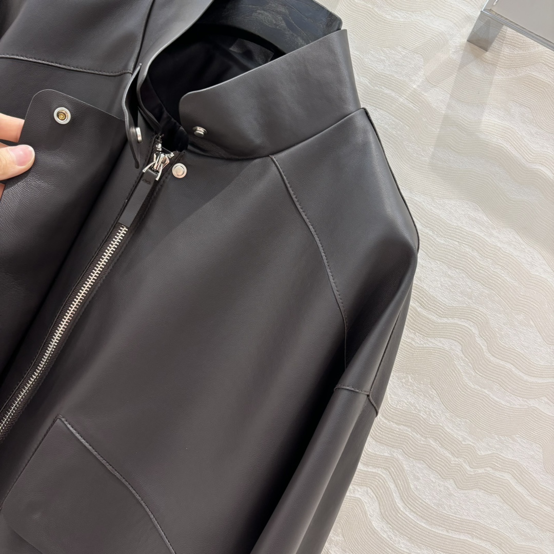 P2139 Women’s Lamb Leather Collar Jacket with High-Quality Dust Bag Control - 图片 5
