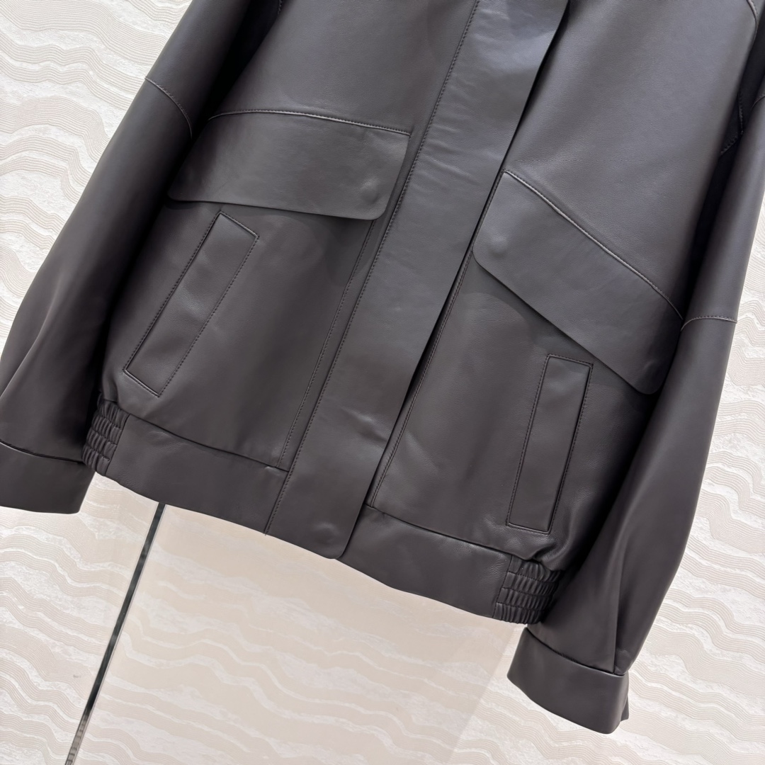 P2139 Women’s Lamb Leather Collar Jacket with High-Quality Dust Bag Control - 图片 7