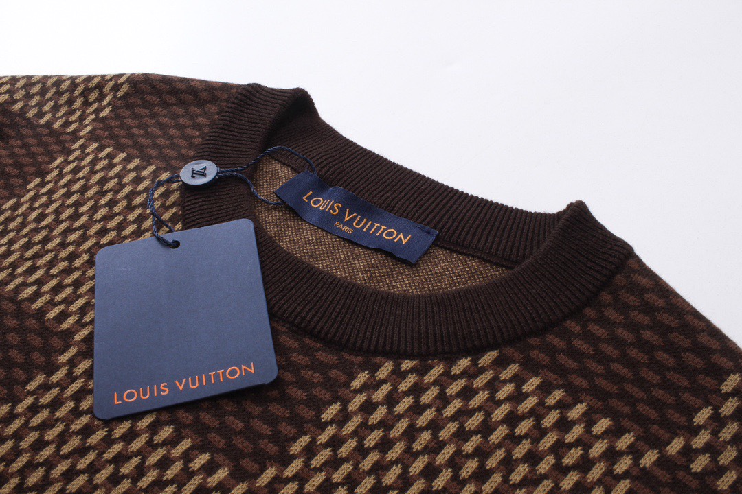 路易威登/Louis Vuitton 春夏新款 棋盘格水钻贴饰圆领针织短袖
