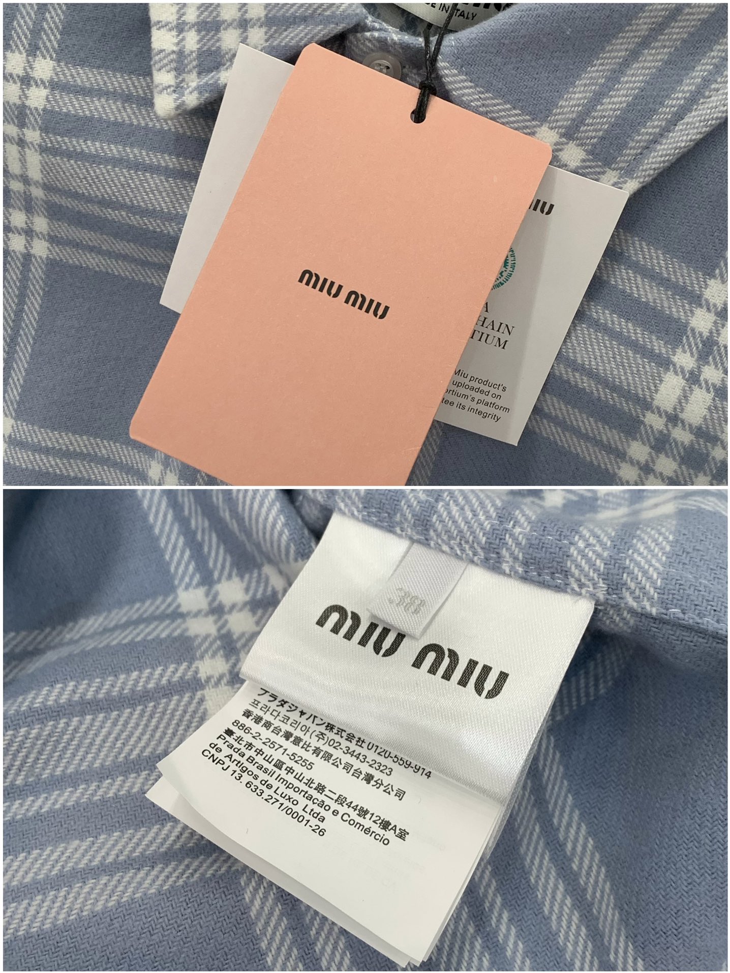 ，miu miu 2025春季最新品，专柜同步有售，原单狠货，时尚休闲衬衫外套，进口原版面料，上身舒适透