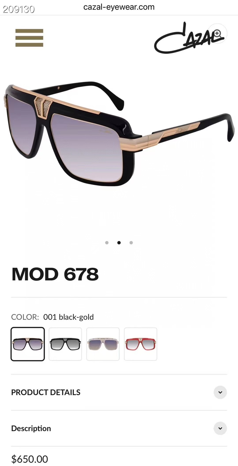  ‼️ 官网图 CAZAL🍂🍂🍂MODEL：MOD.678 🍂🍂🍂SIZE：61口14-140🍂🍂🍂