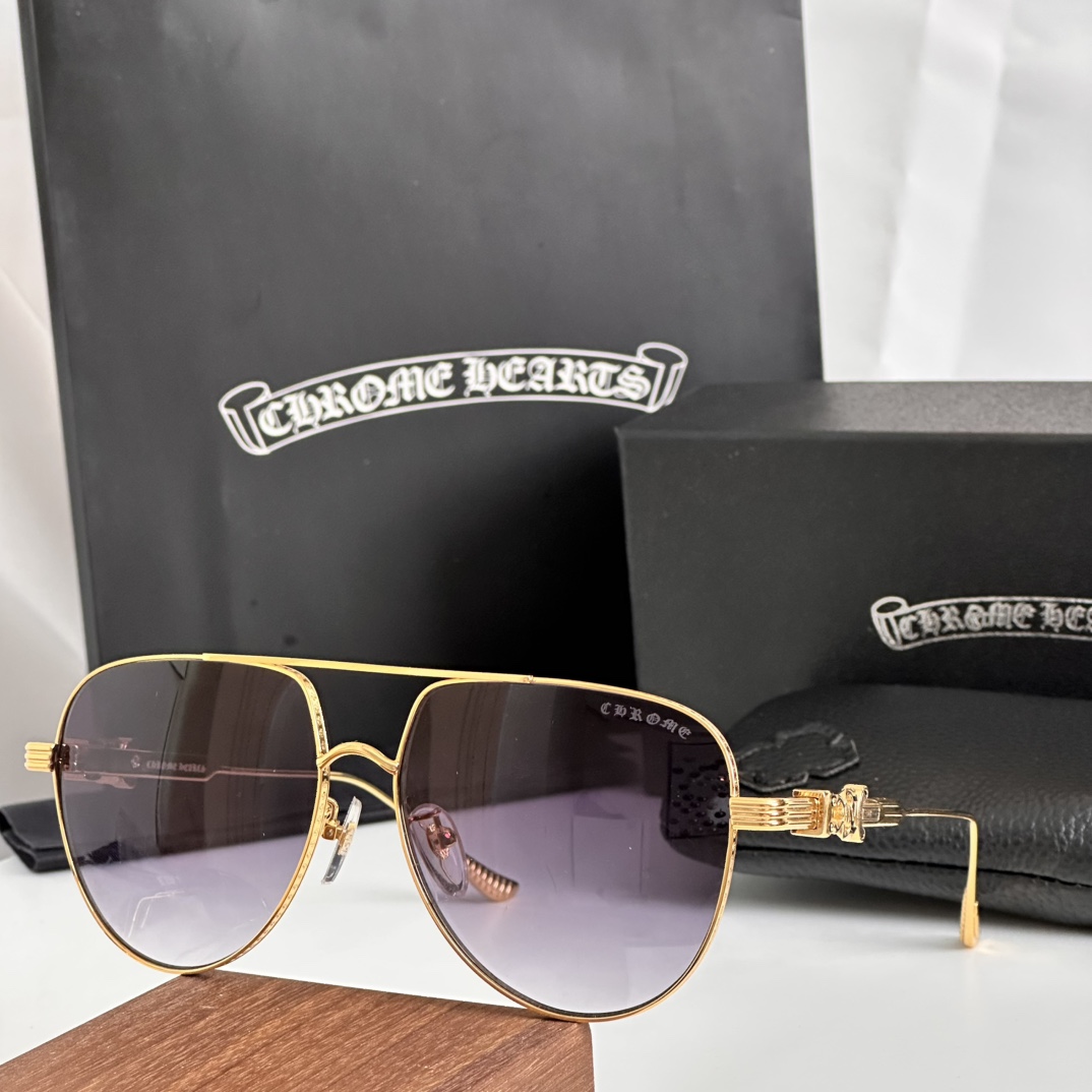   蛤蟆款 新款 眼镜界的爱马仕 Chromehearts 克罗心眼镜 男女款太阳镜 金 镜架 顶级品质