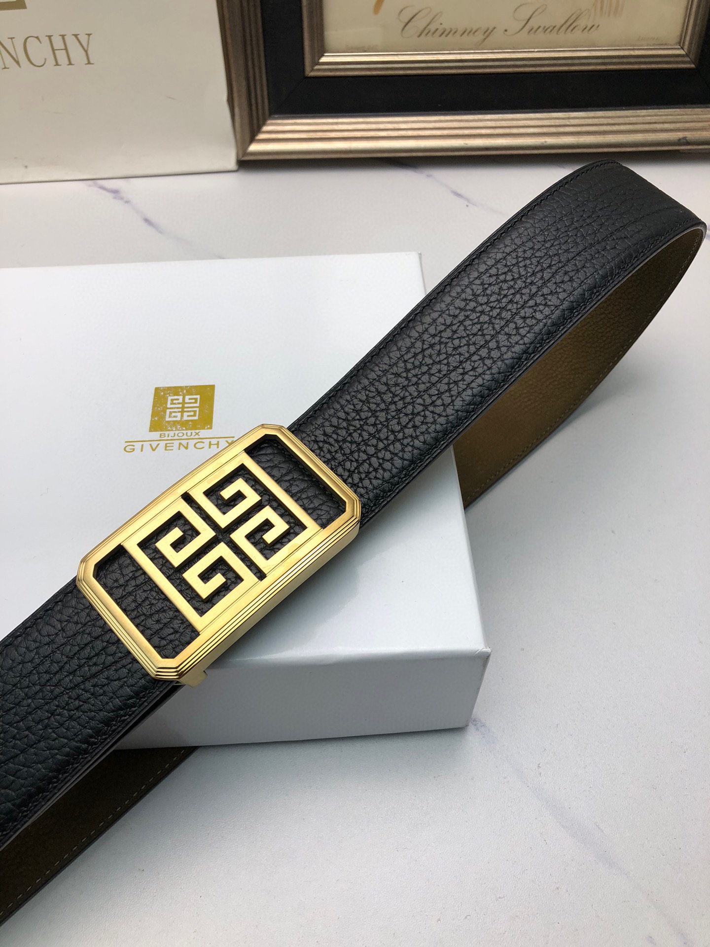 Men’s Lynch Belt with Deer Skin Lining and Symbol Decoration, 4.0 Counter Width - 图片 5