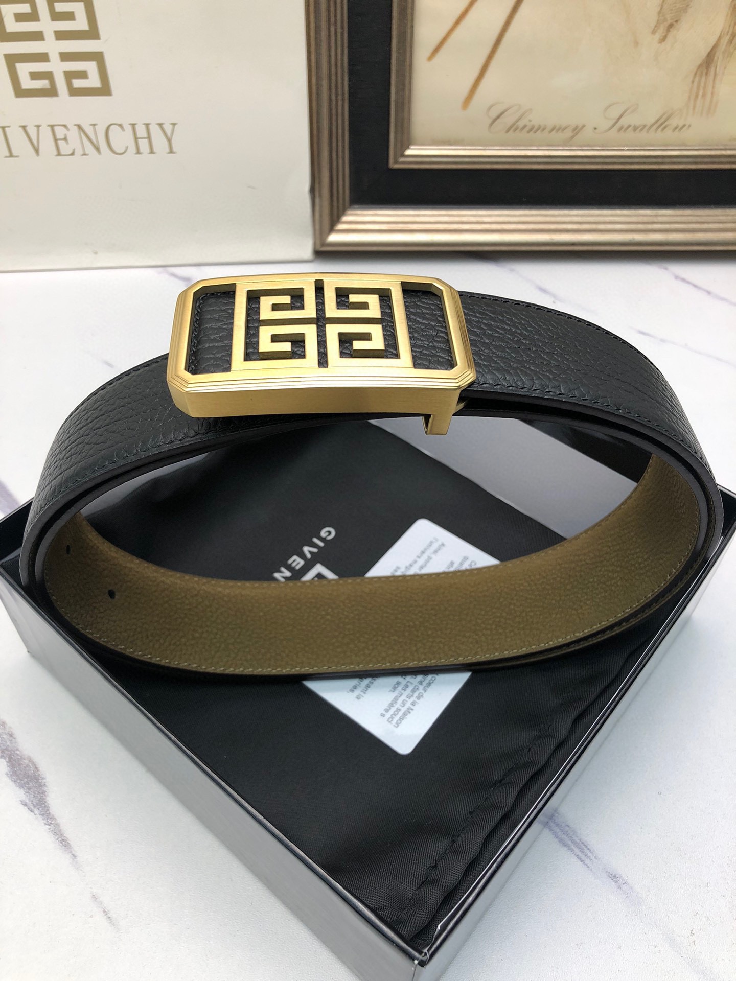 Men’s Lynch Belt with Deer Skin Lining and Symbol Decoration, 4.0 Counter Width - 图片 1