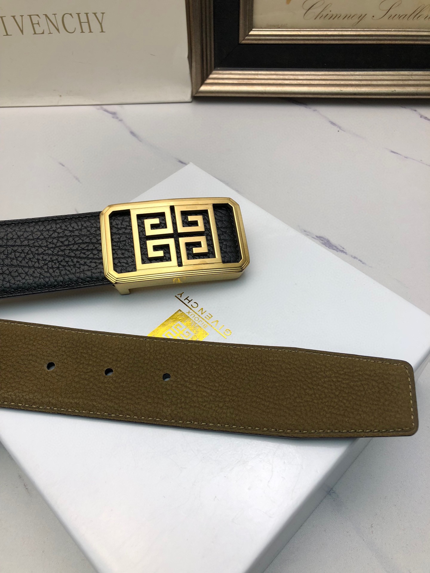 Men’s Lynch Belt with Deer Skin Lining and Symbol Decoration, 4.0 Counter Width - 图片 6