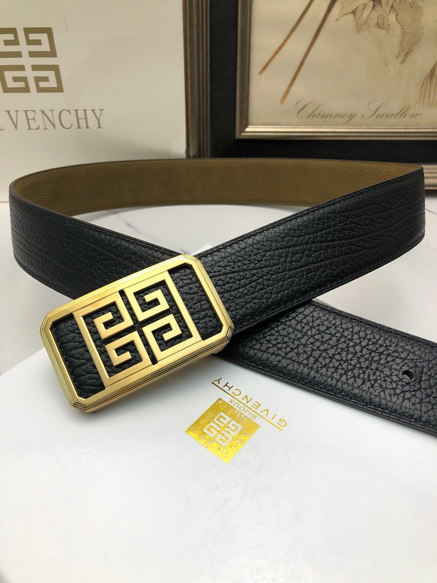 Men’s Lynch Belt with Deer Skin Lining and Symbol Decoration, 4.0 Counter Width - 图片 4