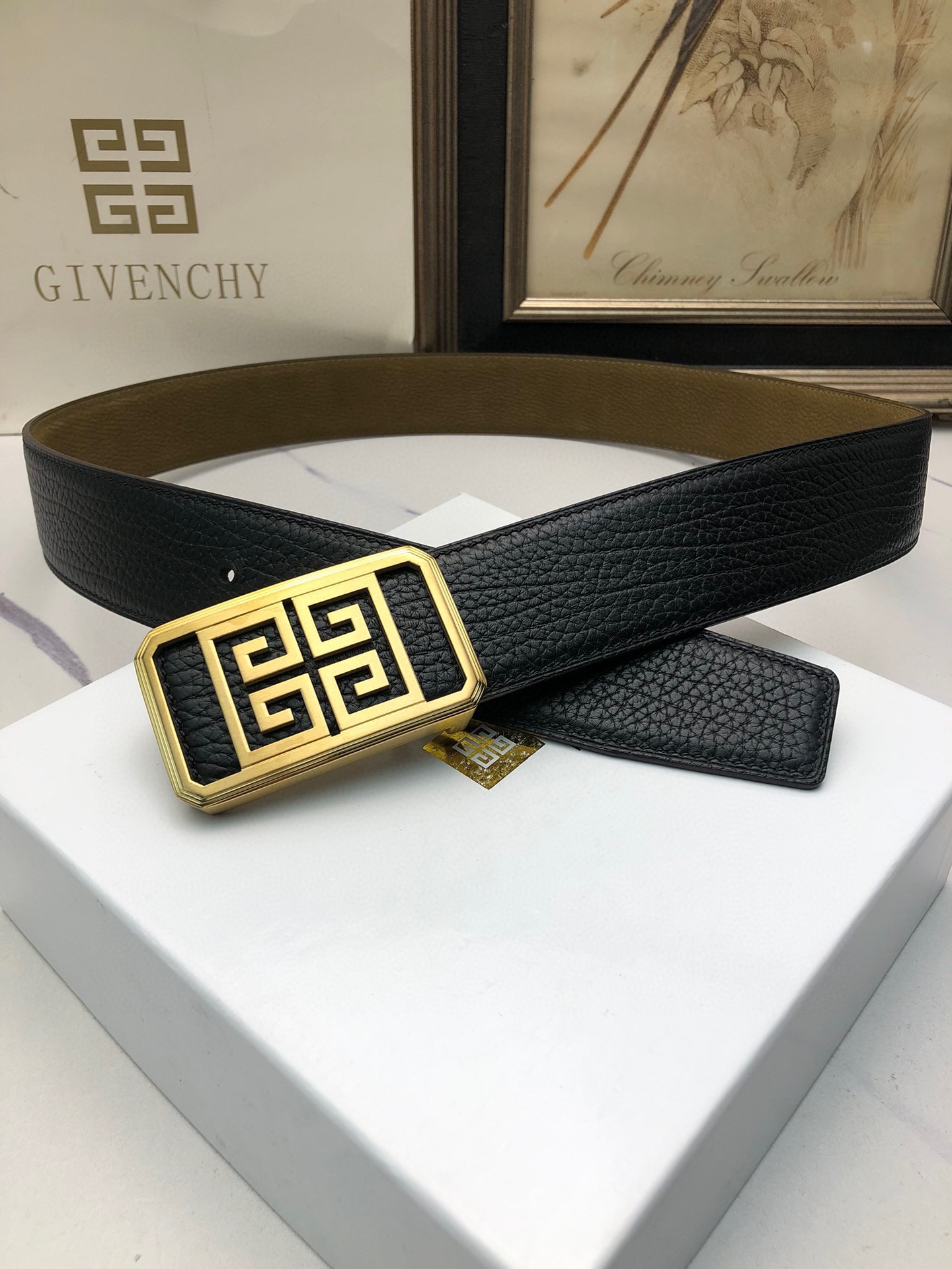 Men’s Lynch Belt with Deer Skin Lining and Symbol Decoration, 4.0 Counter Width - 图片 3