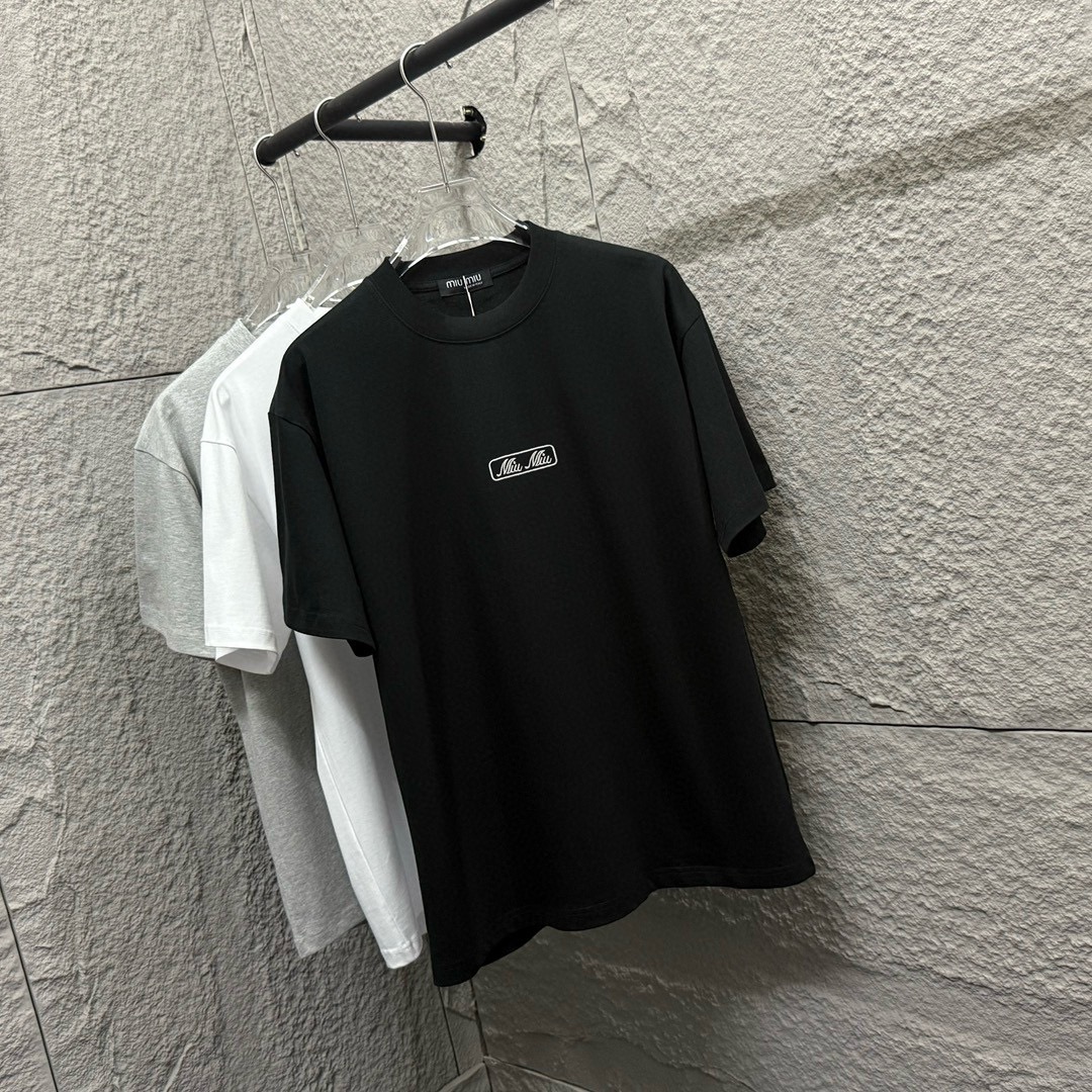 Miu Miu 2025 Embroidered Letter T-Shirt Collection: Sizes, Colors, and Fabric Options - 图片 3