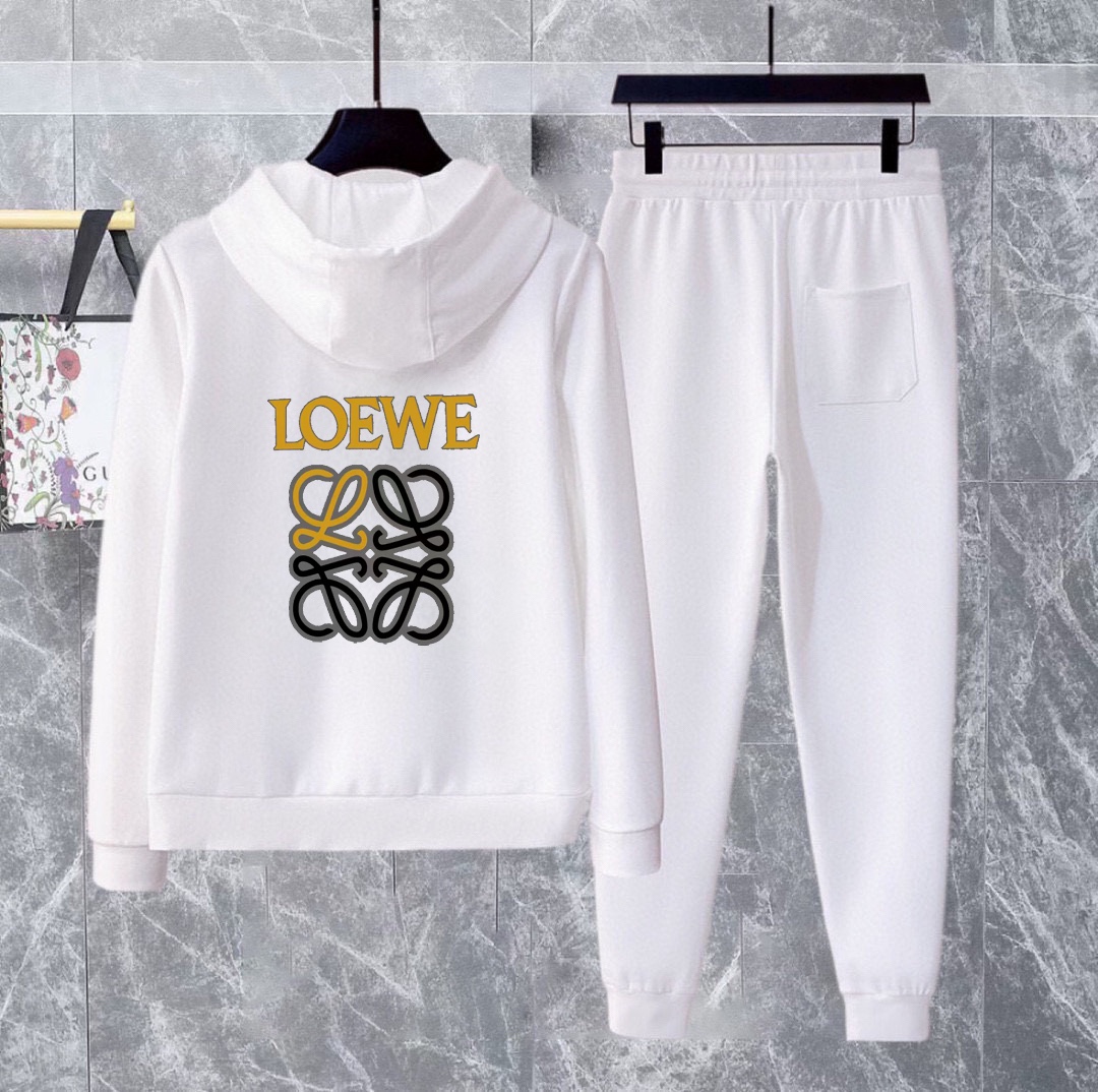 Loewe Inspired White Cotton Blend Hoodie and Sweatpants Set, Plus Size 3 i1740319215 608 2