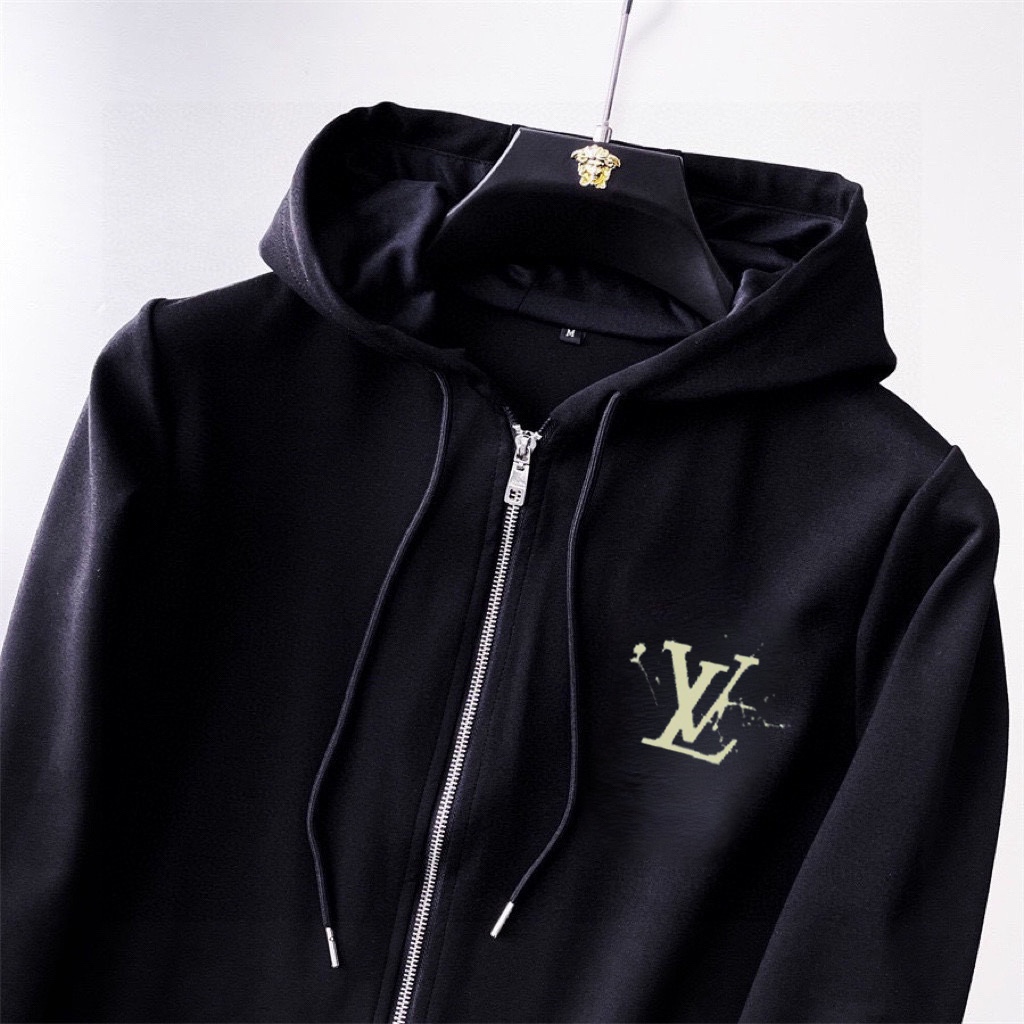 Louis Vuitton 2025 Men's Black Tracksuit Hoodie and Sweatpants Set 7 i1740319303 3130 6