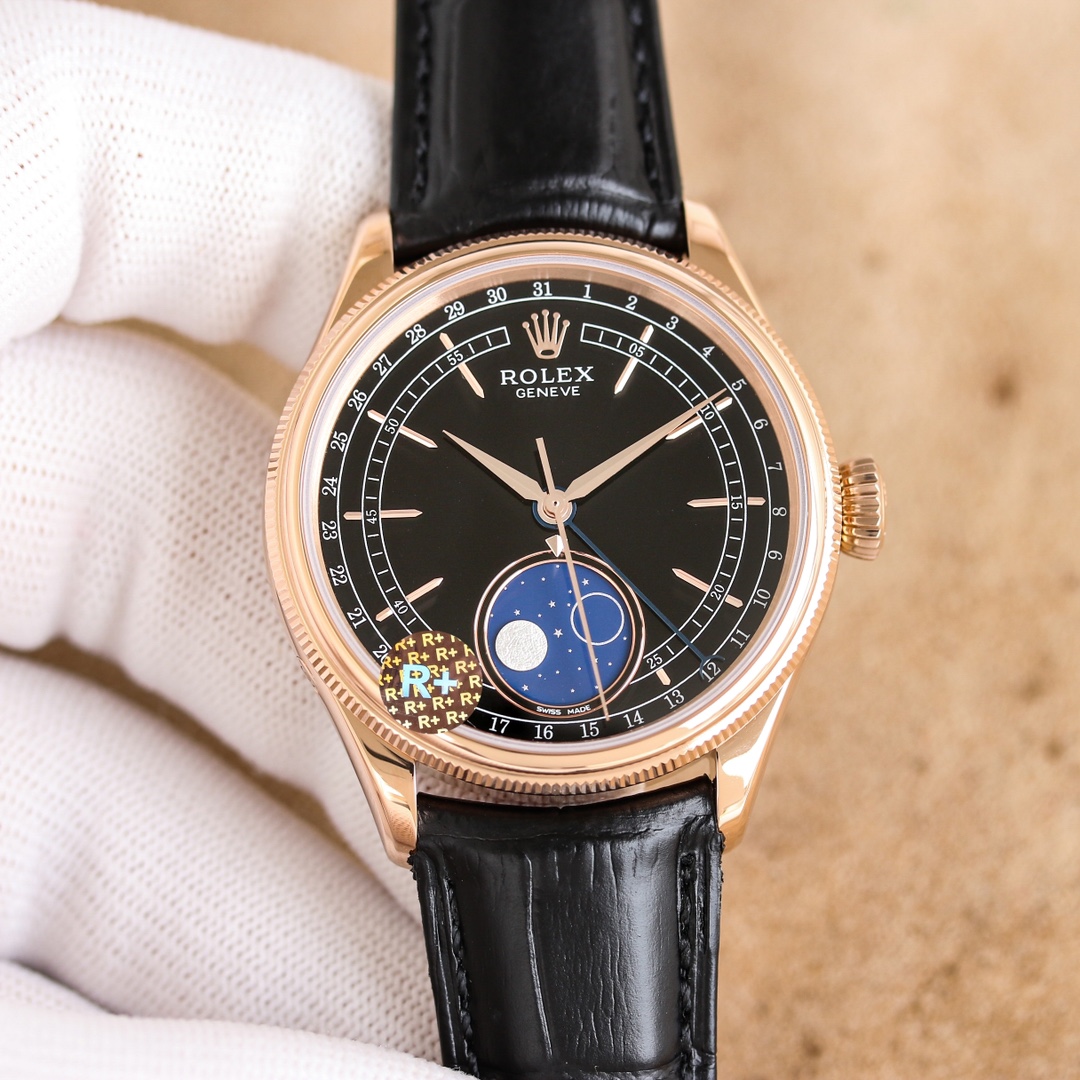 NO:148057,Unified R  Factory 120g counterweight version ROLEX Cellini - moon phase model is on the market Original size 39MM13.2 Customized version Red Wheel Cal.3195 movement restores all original functions and 8-point fast adjustment moon phase method (free adjustment pen) Customized version original consistent K gold steel stamp buckle The only one on the market that truly achieves the top level from the weight, feel and details of wearing (can be later gold-packed version),19860909统一 R  Factory120克配重版 ROLEX切利尼—月相型面市 原版尺寸39MM13.2 定制版红轮Cal.3195型机芯还原原装所有功能及8点位快调月相方式（赠配调节笔） 定制版原版一致K金钢印表扣 市面唯一真正做到从佩戴重量手感及细节做工达到顶级水准（可后期包金版本）,,Watch