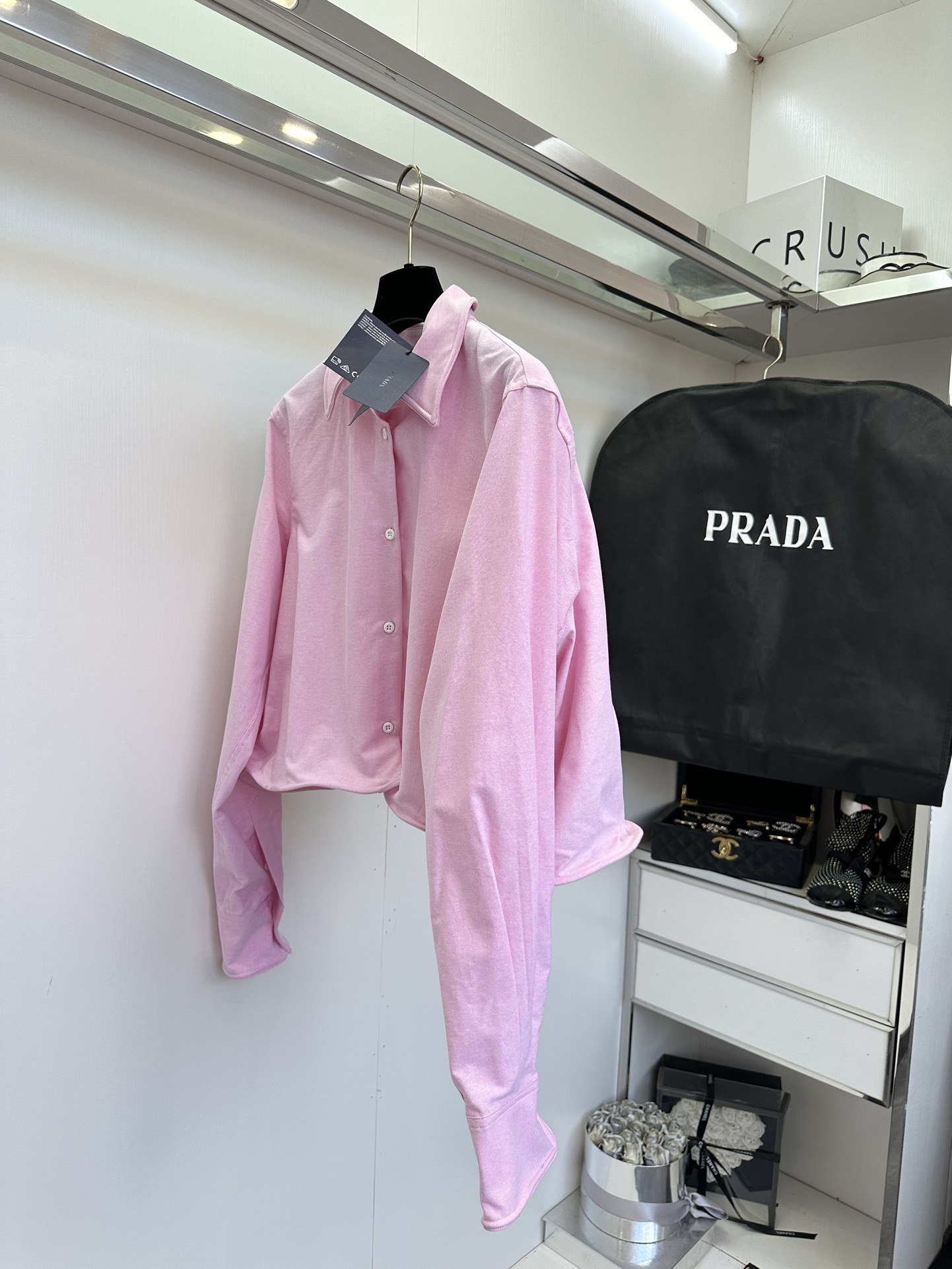 Stylish Prada P690 Dress with Plastic Collar Design in Pink Blue Color - 图片 3