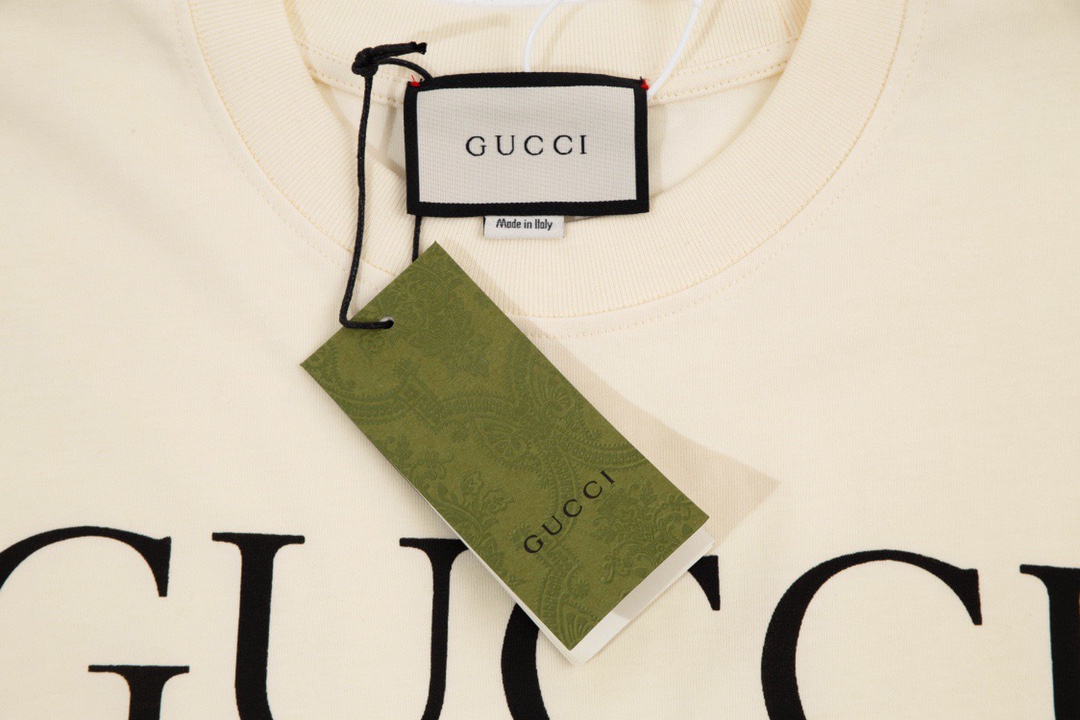 古驰/Gucci 夏季新款 经典双G互扣字母印花圆领短袖T恤