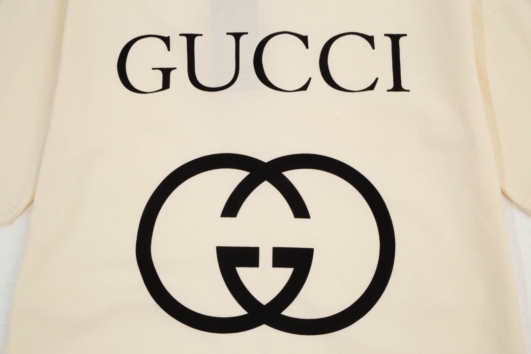 古驰/Gucci 夏季新款 经典双G互扣字母印花圆领短袖T恤