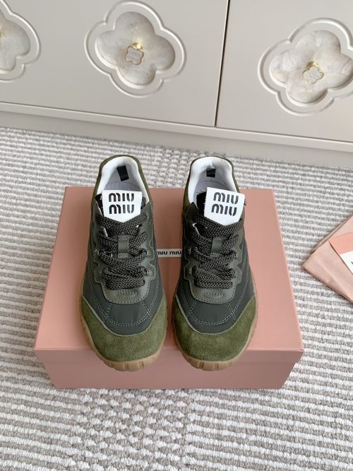 Miu Miu Women's Tyre Knit and Suede Leather Lace-Up Sneakers 1 Miu Miu Women's Tyre Knit and Suede Leather Lace-Up Sneakers