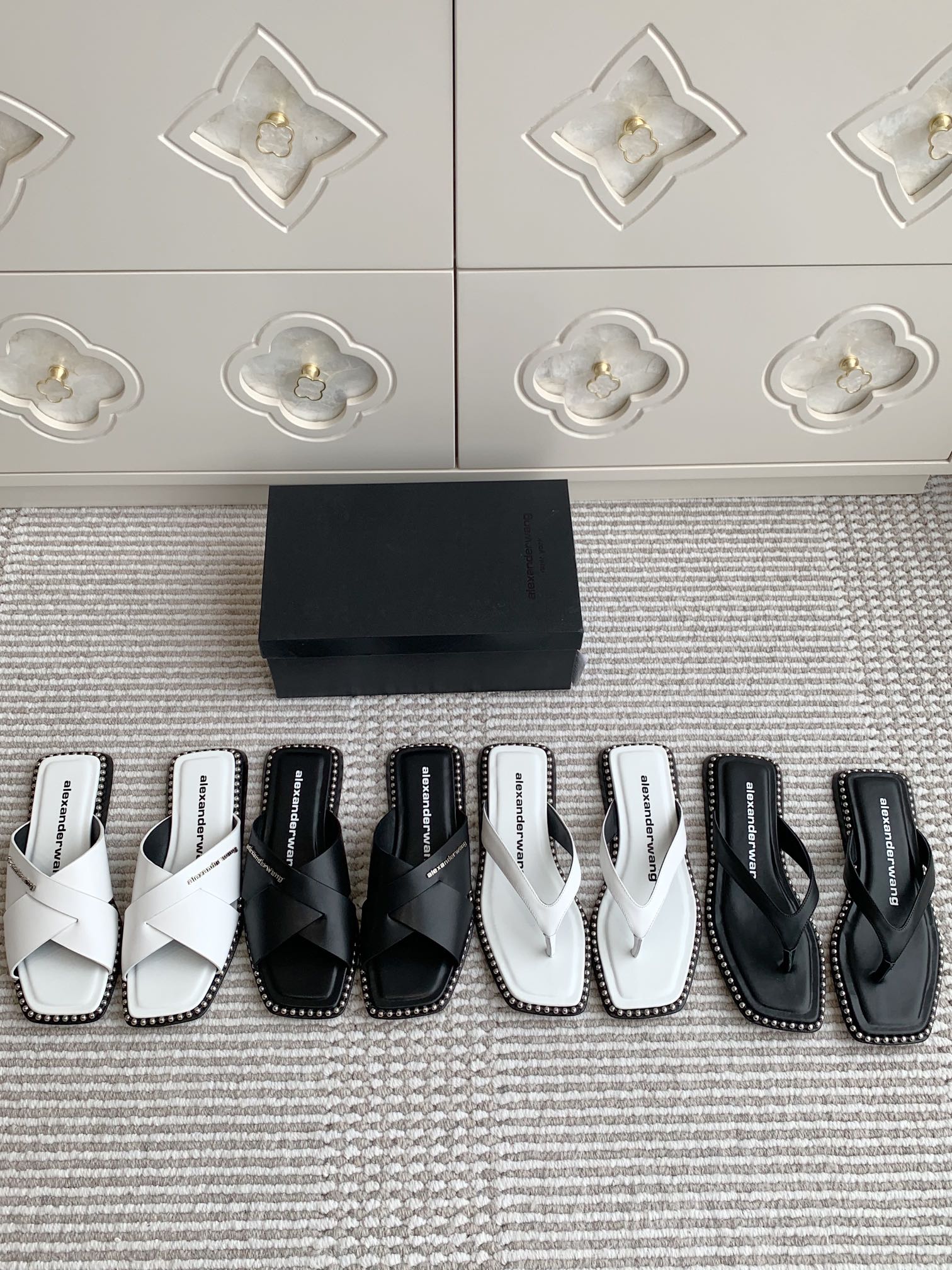 NO:414261,————AW·Big King Rivet Sandals·35-40, Slippers, alexander wang, slippers19860909————AW·大王铆钉凉拖鞋·35-40,拖鞋,alexander wang,slippers,Women's Shoes
