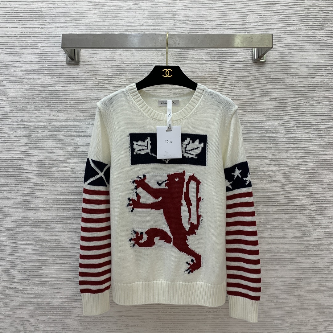 NO:311824,Picture number D25022587 Dio* new D home custom Scottish pattern back banner letter logo embroidered striped long sleeve pullover sweater top!  off-white, (M size bust 92, sleeve length 58, clothing length 59), dior, dior, alexander wang19860909图款号D25022587 Dio*新款D家定制苏格兰图案后背横幅字母logo刺绣条纹长袖套头针织衫上衣！米白色,（M码胸围92,袖长58,衣长59）,,dior,dior,alexander wang,Women's clothing