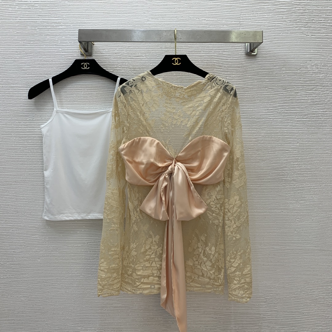 NO:312301,Model number D25022687 ZIMMERMA*N ZIMMERMA Australia brand Fashion sexy perspective lace spliced ​​bow long sleeve lace top solid color suspender base shirt!  Apricot, black, (M size bust 80~88, sleeve length 64, garment length 68; inner bust 66, garment length 48), alexander wang19860909款号D25022687 ZIMMERMA*N兹默曼澳洲品牌 时尚性感透视蕾丝拼接蝴蝶结长袖蕾丝上衣纯色吊带打底衫！杏色、黑色、（M码胸围80～88,袖长64,衣长68 ；内搭胸围66,衣长48）上,,alexander wang,Women's clothing