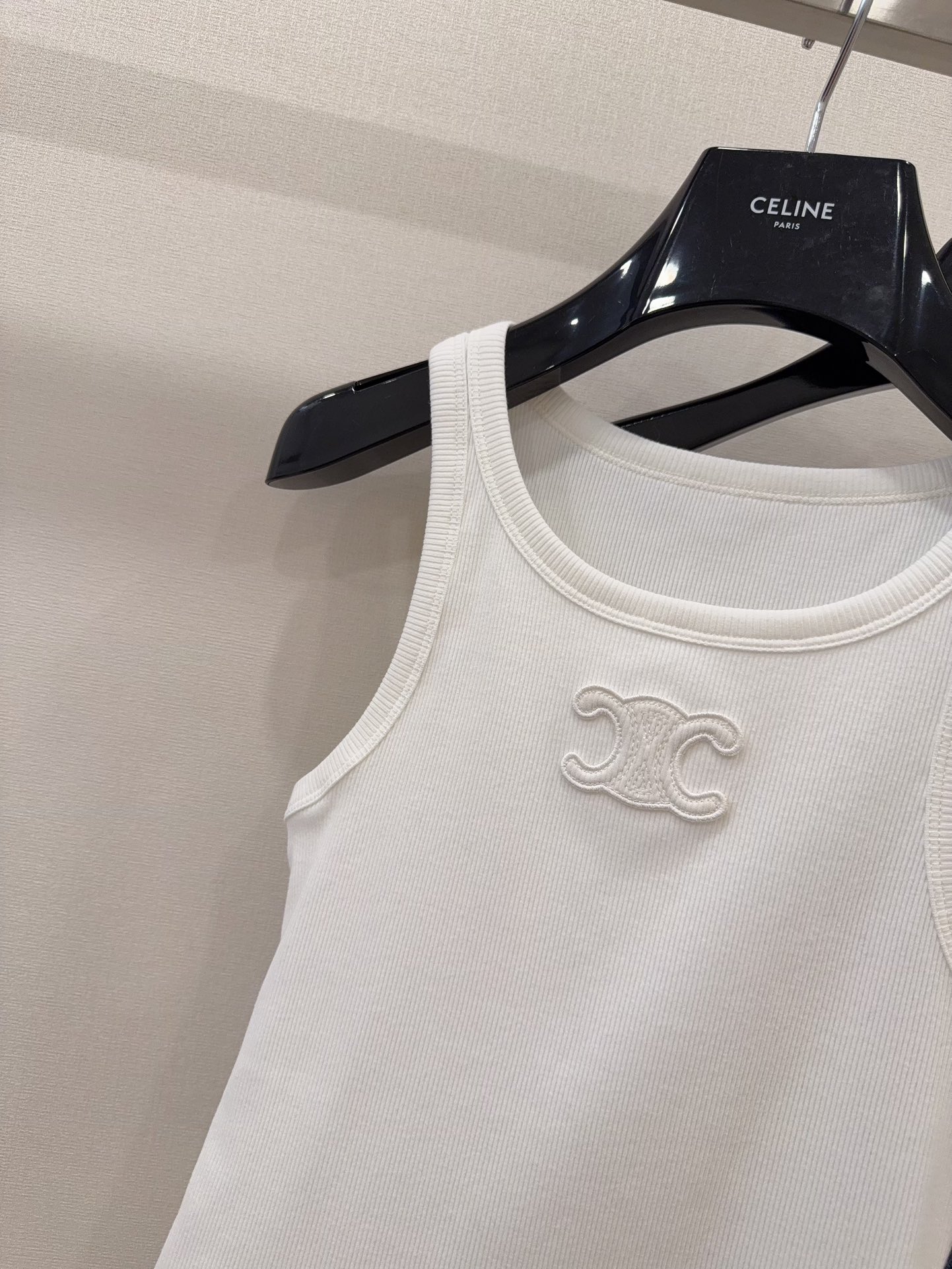 Celine Women's White Cotton Tank Top with Triomphe Logo - Everyday Essential 4 i1740473688 3827 2
