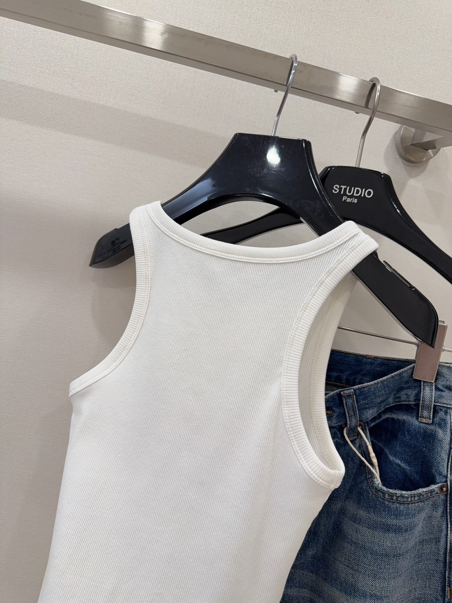 Celine Women's White Cotton Tank Top with Triomphe Logo - Everyday Essential 9 i1740473688 5496 7