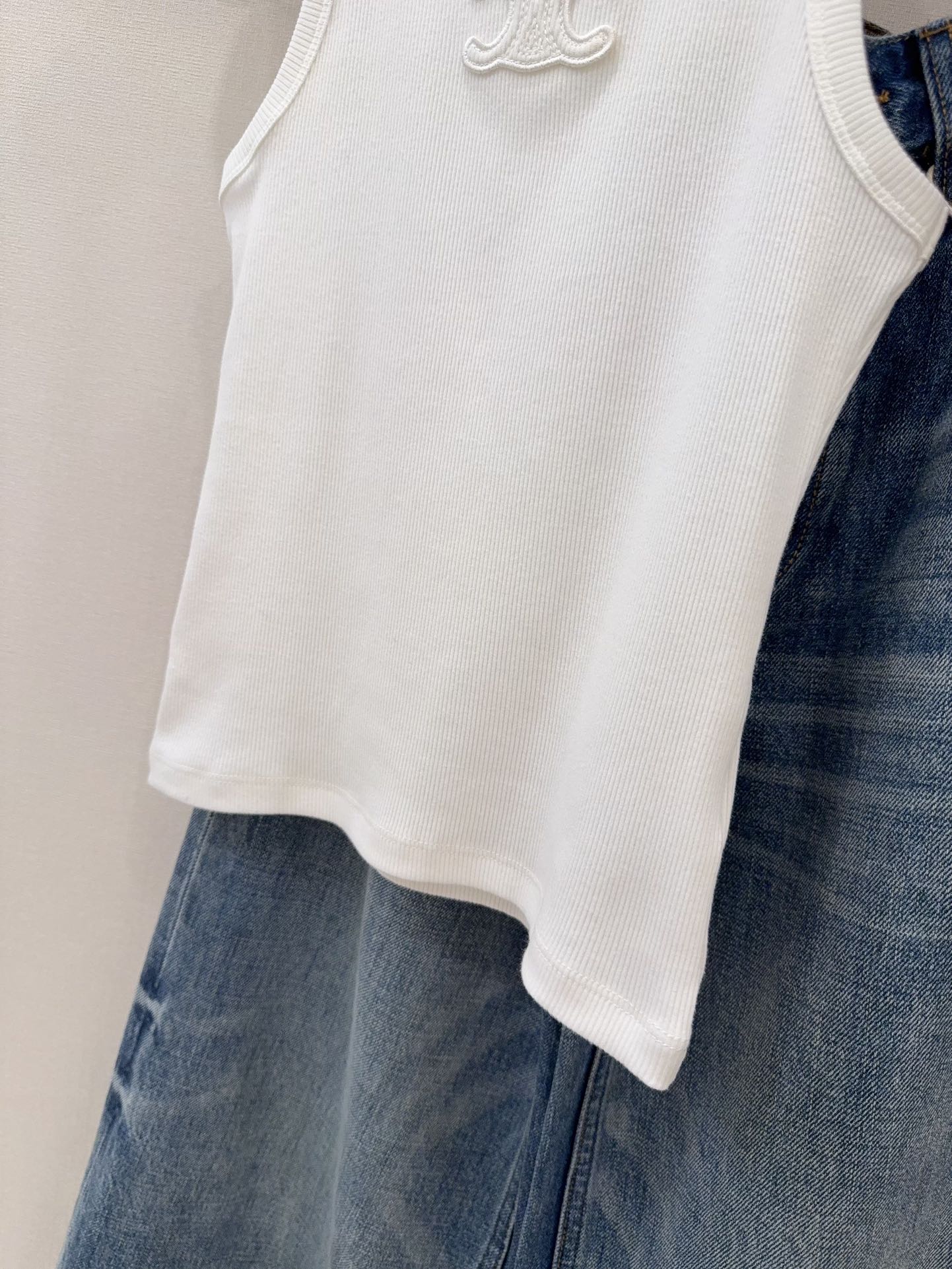 Celine Women's White Cotton Tank Top with Triomphe Logo - Everyday Essential 7 i1740473688 5704 5