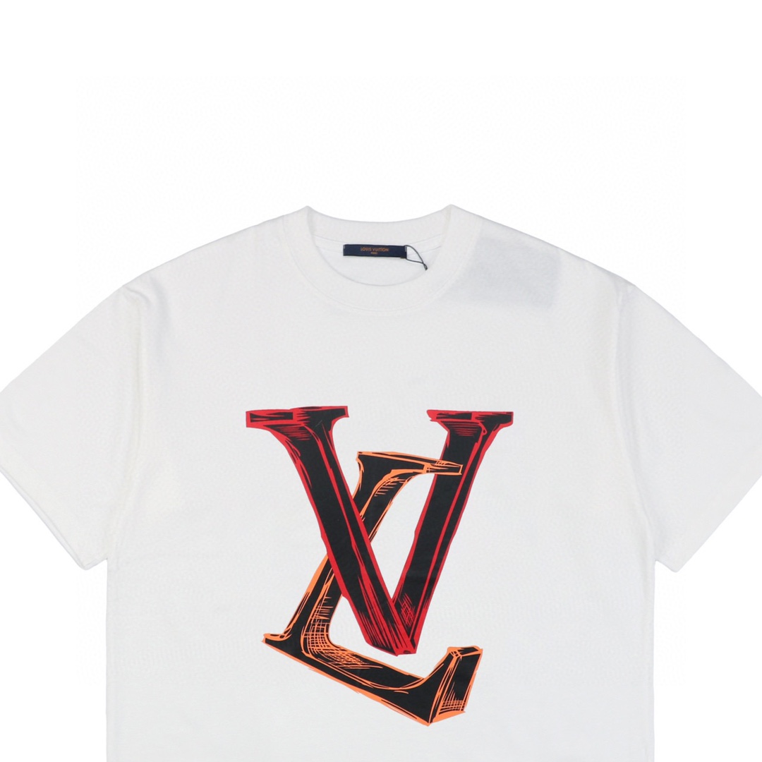 路易威登/Louis Vuitton 春夏新款 立体字母印花圆领短袖T恤