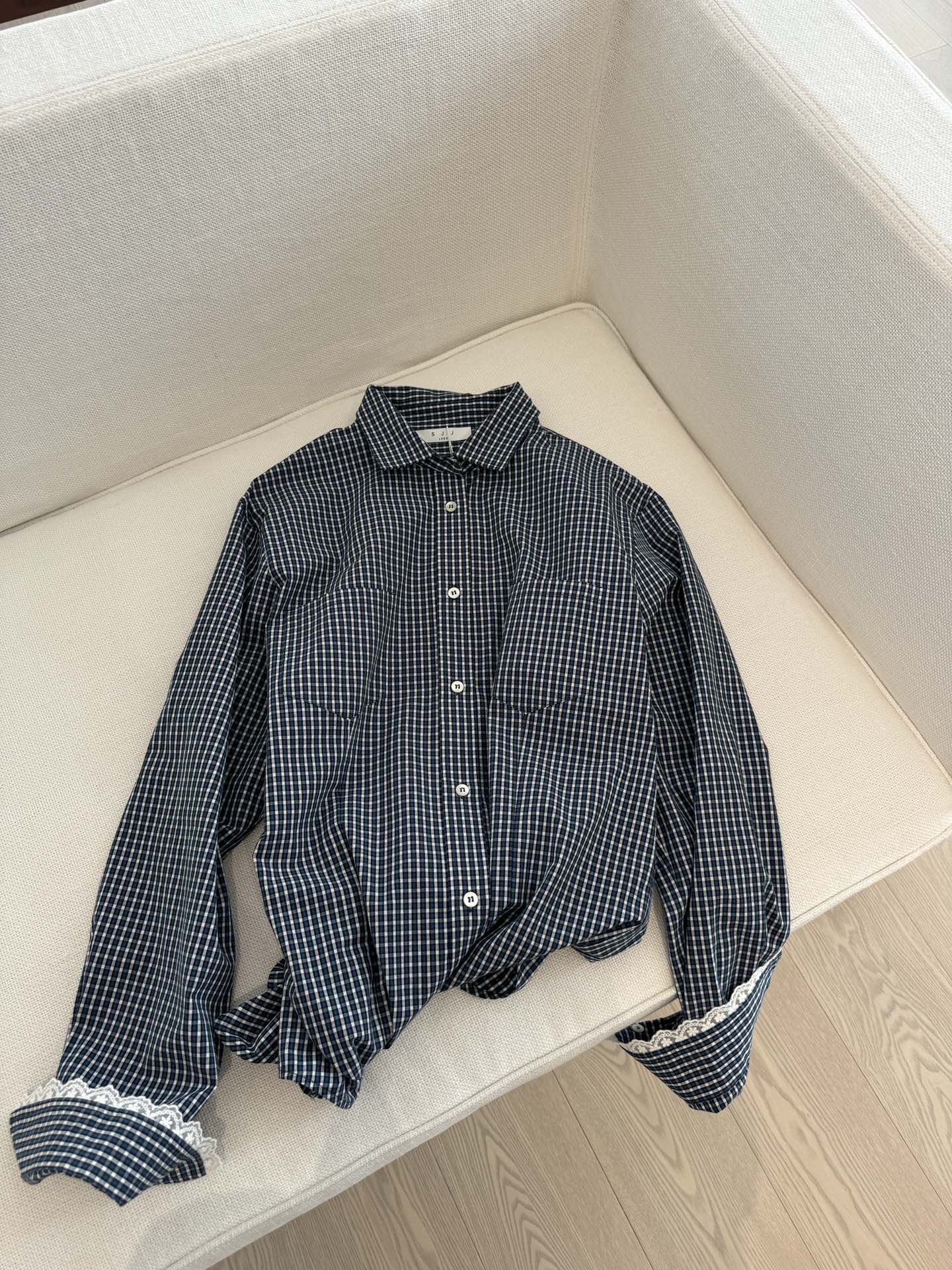 NO:312869,YS｜ Spring and summer new style, fixed cotton color woven retro small check pattern, especially exquisite with lace lace, white and high-end color, beautiful when worn alone or as a shirt jacket. SML,, jackets & coats,shirts,alexander wang19860909YS｜ 春夏新款 定织棉色织复古小格纹 搭配蕾丝花边特别精致 颜色显白高级 单穿或当衬衫外套都很美 SML,,jackets & coats,shirts,alexander wang,Women's clothing